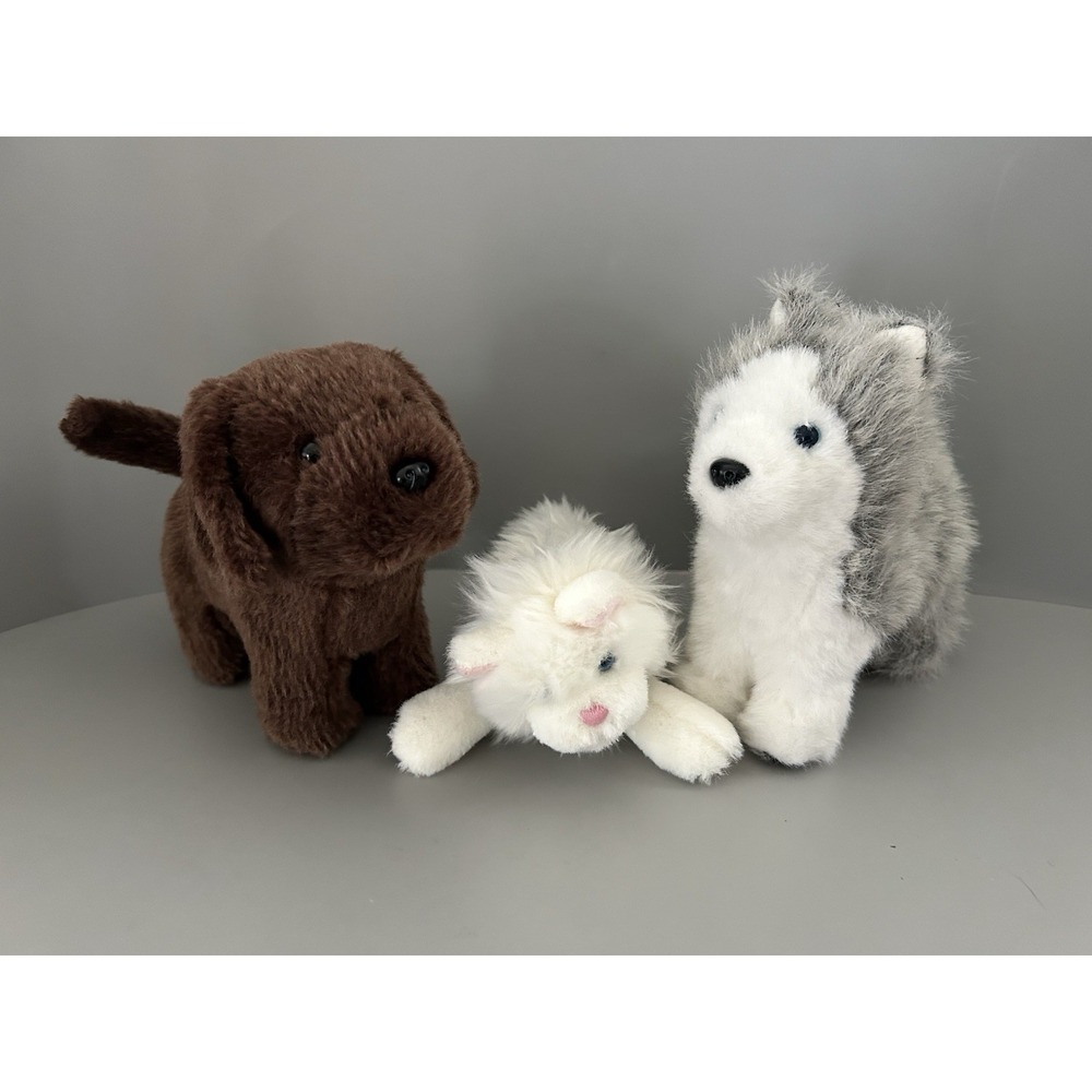 American Girl Pet Lot Of 3 - Isabelle's Kitty Cat Tutu, Brown Lab & Husky Plush